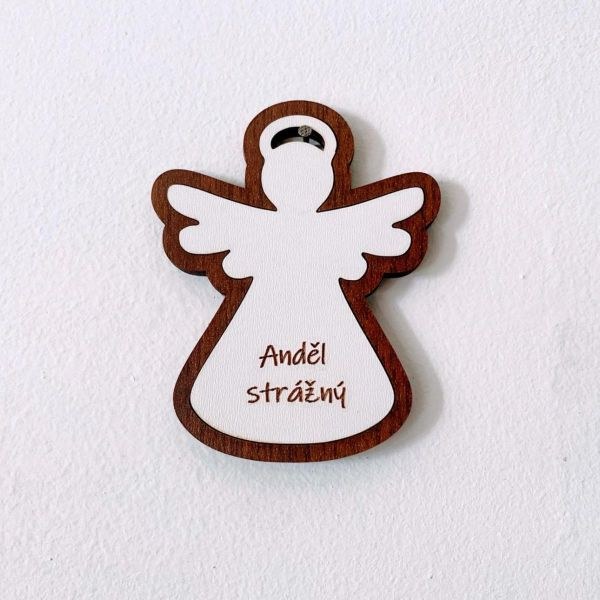 Anděl "Strážný" závěsný 9,1x7,4cm dřevo Anděl "Strážný" závěsný 9,1x7,4cm dřevo - Domácnost a úklid bytové dekorace, textilní doplňky