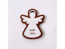 Anděl "Lásky" závěsný 9,1x7,4cm dřevo