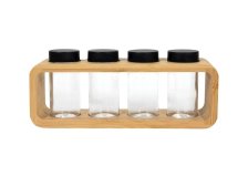 Kořenky s držákem sklo sada bambus 5ks