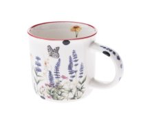 Hrnek 230ml Květy s motýlkem, porcelán