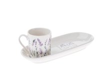 Hrnek 90ml+podtácek 21,6x7cm Levandule, porcelán