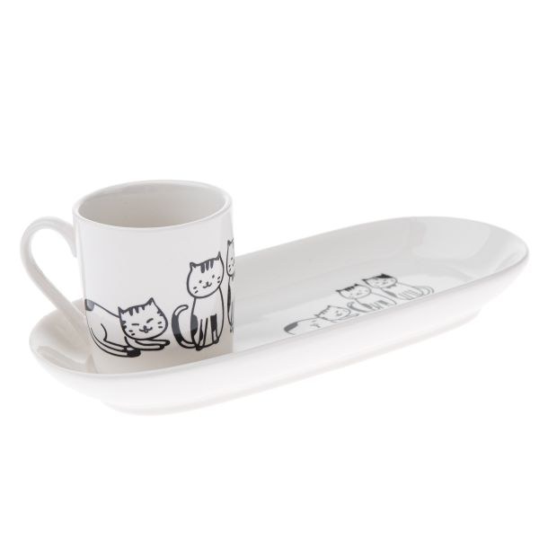 Hrnek 90ml+podtácek 21,6x7cm Kočičky, porcelán Hrnek 90ml+podtácek 21,6x7cm Kočičky, porcelán - Kuchyně stolování