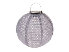 Lampion solární LED 25cm šedý, textil