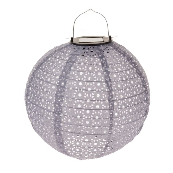 Lampion solární LED 25cm šedý, textil - Domácnost a úklid bytové dekorace, textilní doplňky