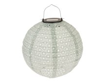 Lampion solární LED 25cm sv.zelený, textil