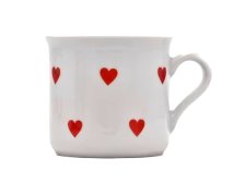 Hrnek 460ml Srdíčka červená, porcelán