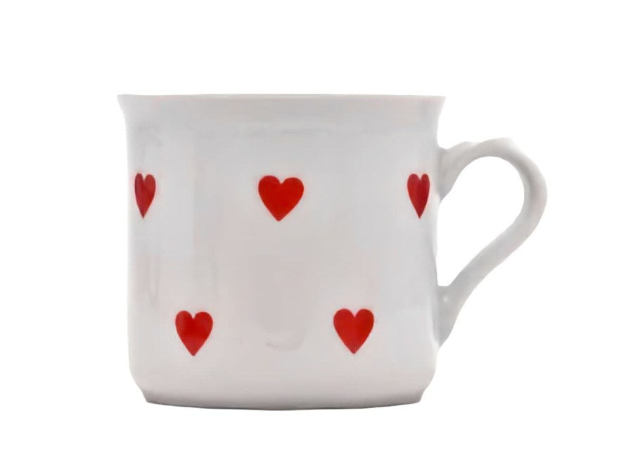 Hrnek 460ml Srdíčka červená, porcelán - Kuchyně stolování