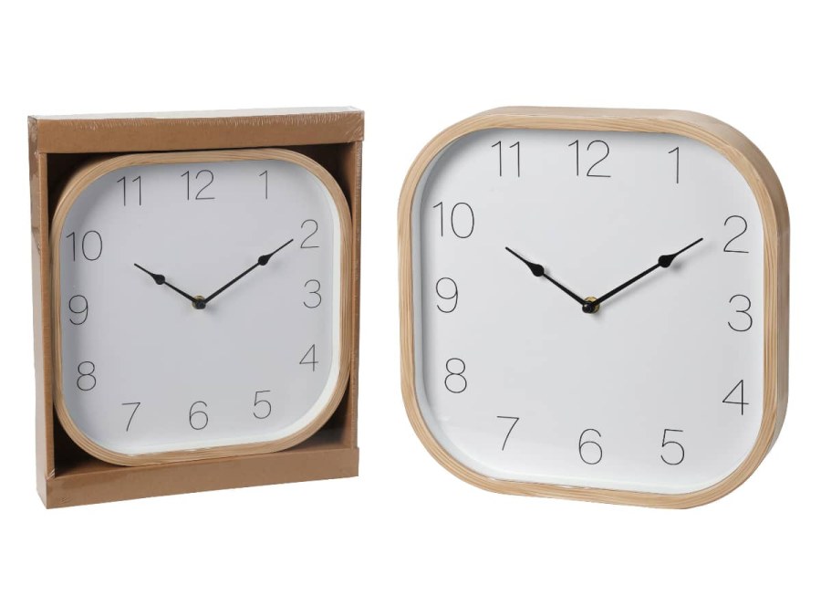 Hodiny 30x30cm nástěnné rám sv.dřevo - Domácnost a úklid potřeby a pomůcky pro domácnost