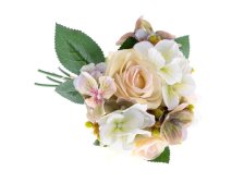 Kytice Růže+hortenzie 28cm žlutá