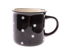 Hrnek 350ml s puntíky černý, keramika