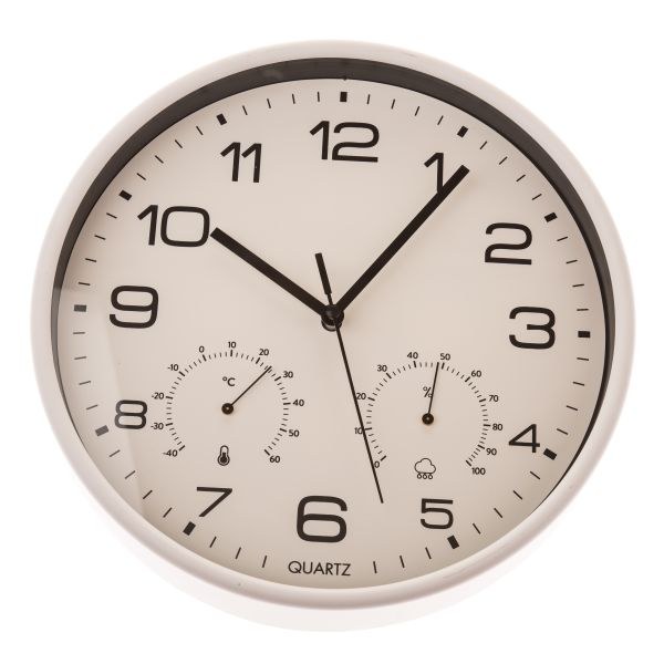 Hodiny+teploměr+vlhkoměr 25cm bílé Hodiny+teploměr+vlhkoměr 25cm bílé - Domácnost a úklid bytové dekorace, textilní doplňky