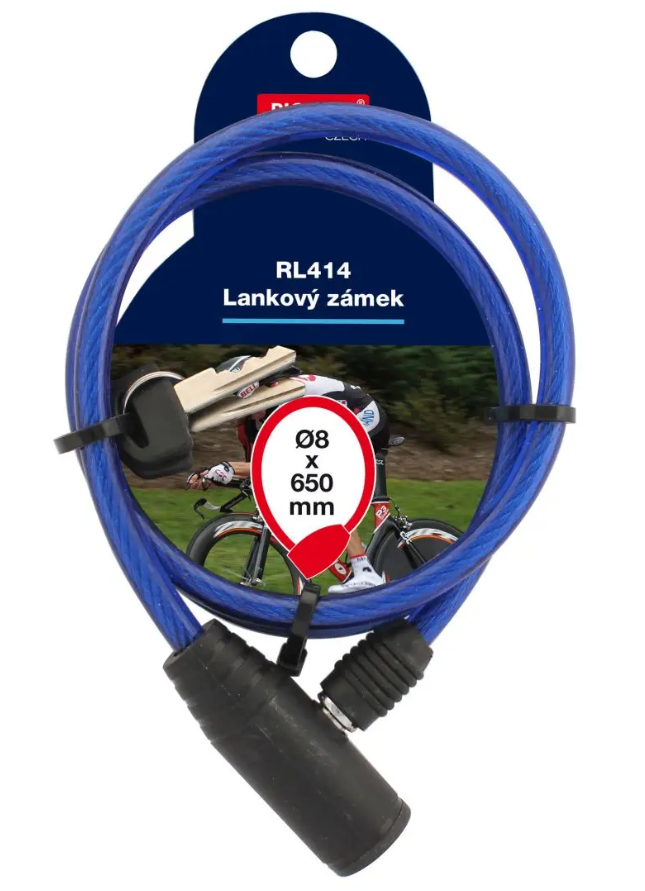 Zámek na kolo 65cm/8mm+2klíče modrý Richter - Domácnost a úklid potřeby a pomůcky pro domácnost