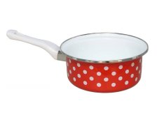 Rendlík 18cm/1,15l s ručkou červený s puntíkem, smalt