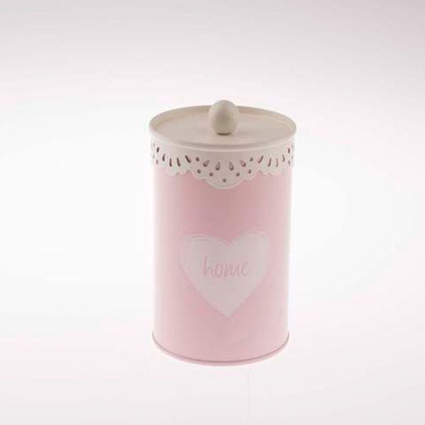 Dóza HOME 14,8x9,6cm růžová, plech Dóza HOME 14,8x9,6cm růžová, plech - Domácnost a úklid bytové dekorace, textilní doplňky