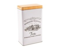 Dóza ČAJ 9x16cm bílá, plech