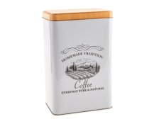 Dóza KÁVA 12x19cm bílá, plech