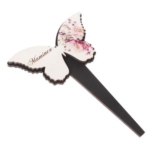 Zápich Motýl-růže "Mamince" 13cm, dřevo Zápich Motýl-růže "Mamince" 13cm, dřevo - Domácnost a úklid bytové dekorace, textilní doplňky