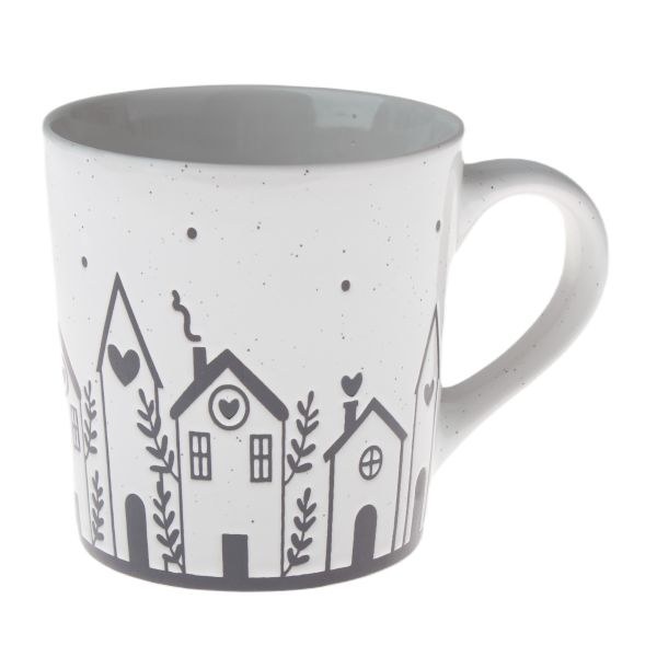 Hrnek 470ml Domky černé, keramika Hrnek 470ml Domky černé, keramika