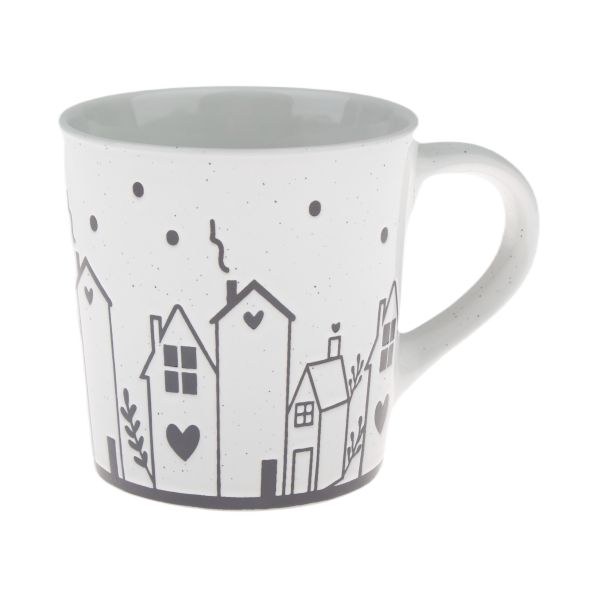 Hrnek 470ml Domky černé, keramika - Kuchyně stolování