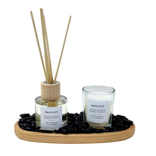 Svíčka+tác+difuzér 50ml Hřejivá vanilka - Domácnost a úklid bytové dekorace, textilní doplňky