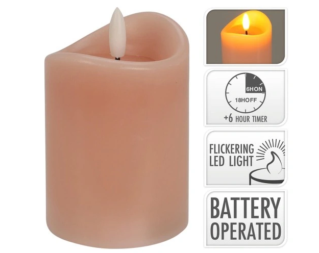 Svíčka LED 7x10cm/časovač růžová Svíčka LED 7x10cm/časovač růžová - Domácnost a úklid bytové dekorace, textilní doplňky