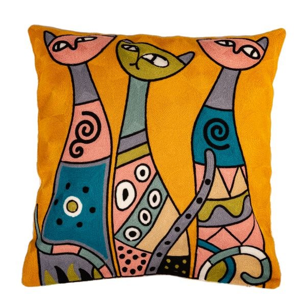Návlek na polštář 45x45cm Kočky barevné, balvna Návlek na polštář 45x45cm Kočky barevné, balvna