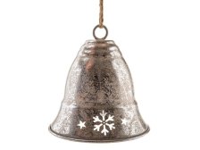 Zvonek závěs.21cm Vločka stříbrný, kov