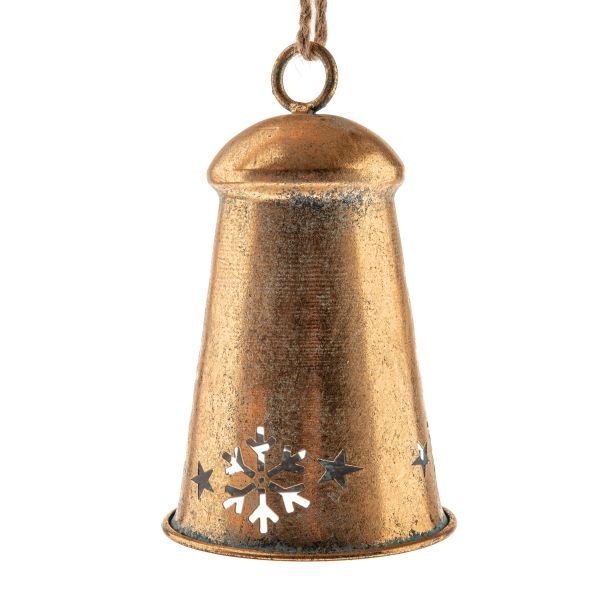 Zvonek závěs.19,5cm Vločka zlatý, kov Zvonek závěs.19,5cm Vločka zlatý, kov - Domácnost a úklid Zima + Vánoce