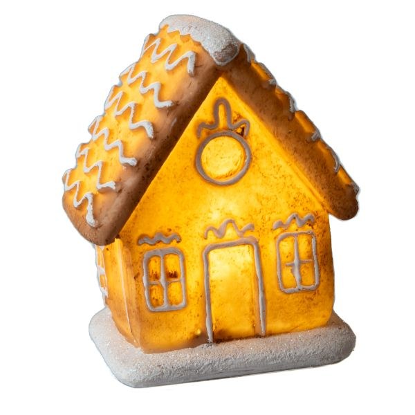 Perníkový domek LED 6,8x8,4cm polyresin Perníkový domek LED 6,8x8,4cm polyresin - Domácnost a úklid Zima + Vánoce