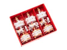 Kolotoč s koníky 8cm/3ks bílo-zlatý, dřevo