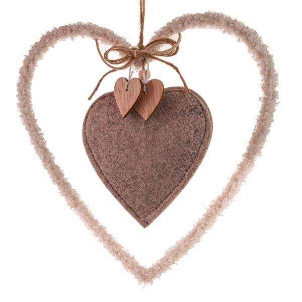 Srdce závěs.22,5cm hnědé, textilní Srdce závěs.22,5cm hnědé, textilní - Domácnost a úklid bytové dekorace, textilní doplňky