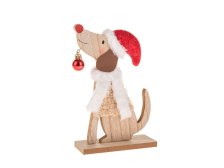 Pes s čepicí a šálou 21cm, dřevo