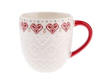 Hrnek 630ml Srdíčka červená, porcelán