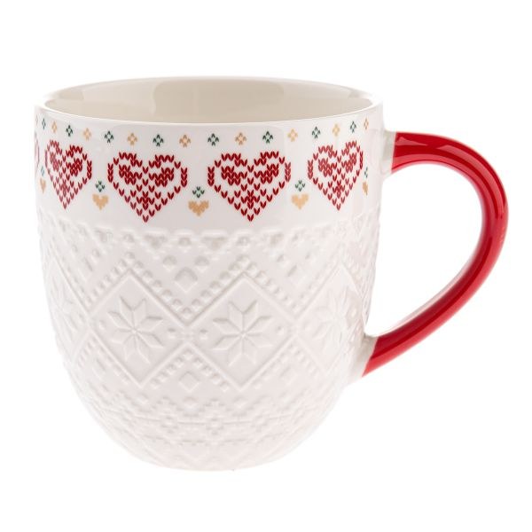 Hrnek 630ml Srdíčka červená, porcelán Hrnek 630ml Srdíčka červená, porcelán - Domácnost a úklid Zima + Vánoce