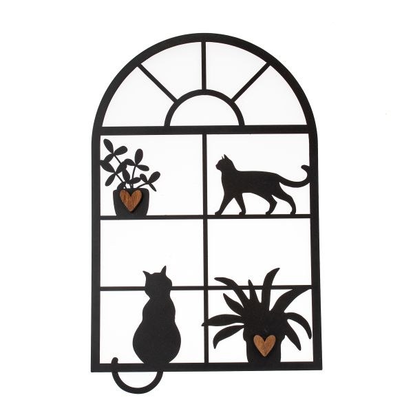 Kočky v okně 30x48cm, dřevo/kov Kočky v okně 30x48cm, dřevo/kov - Domácnost a úklid bytové dekorace, textilní doplňky