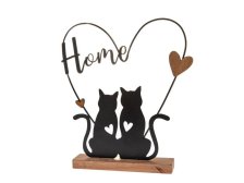 Kočky v srdci Home 24x26,5cm dřevo/kov