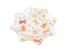 Talíř Vločka s perníčky 14,8cm mléčné sklo