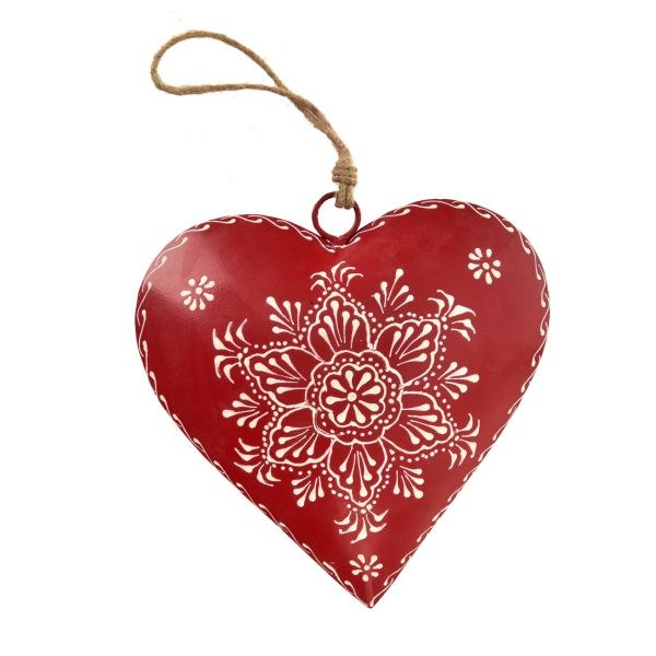 Srdce 20cm závěs.červené, plech Srdce 20cm závěs.červené, plech