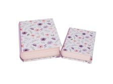 Krabička dárková Kniha 2ks/15x12cm růžové květy, papír