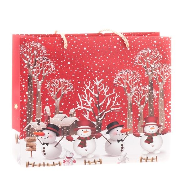 Taška dárková 20x10x18cm Sněhuláci Taška dárková 20x10x18cm Sněhuláci - Domácnost a úklid Zima + Vánoce