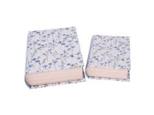Krabička dárková Kniha 2ks/15x12cm modré květy, papír