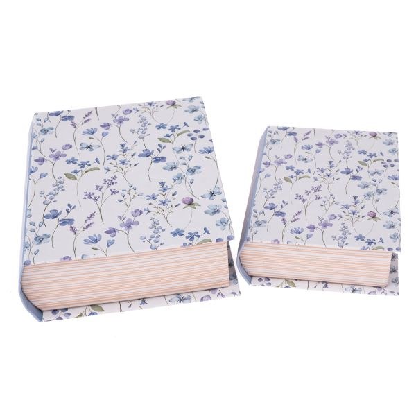 Krabička dárková Kniha 2ks/15x12cm modré květy, papír Krabička dárková Kniha 2ks/15x12cm modré květy, papír - Domácnost a úklid bytové dekorace, textilní doplňky