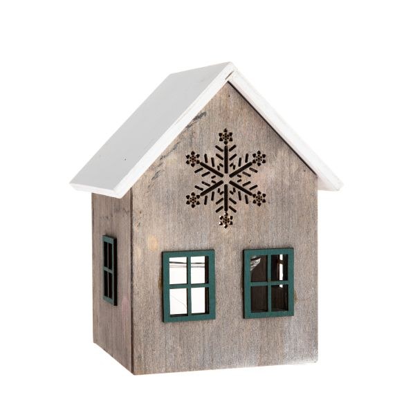 Domek s vločkou LED 15x9,6cm natur, dřevo Domek s vločkou LED 15x9,6cm natur, dřevo - Domácnost a úklid Zima + Vánoce