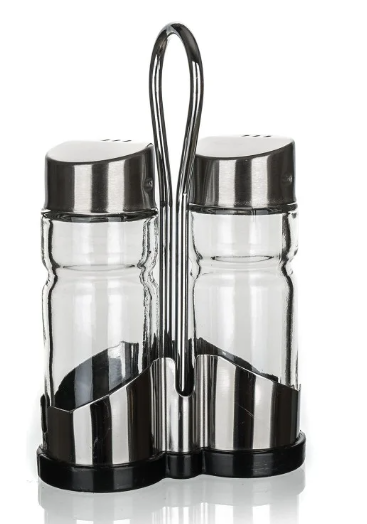 Slánka+pepřenka 40ml+stojánek nerez/sklo Slánka+pepřenka 40ml+stojánek nerez/sklo - Kuchyně stolování