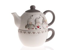 Konvička 400ml+šálek 360ml Skřítci šedé, keramika