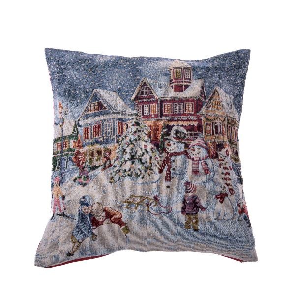 Návlek na polštář 40x40cm Zimní radovánky, textil - Domácnost a úklid Zima + Vánoce