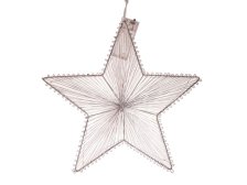 Hvězda 30cm světelná stříbrná, kov/provázek