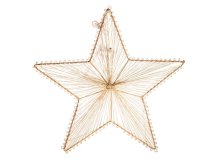 Hvězda 30cm světelná zlatá, kov/provázek