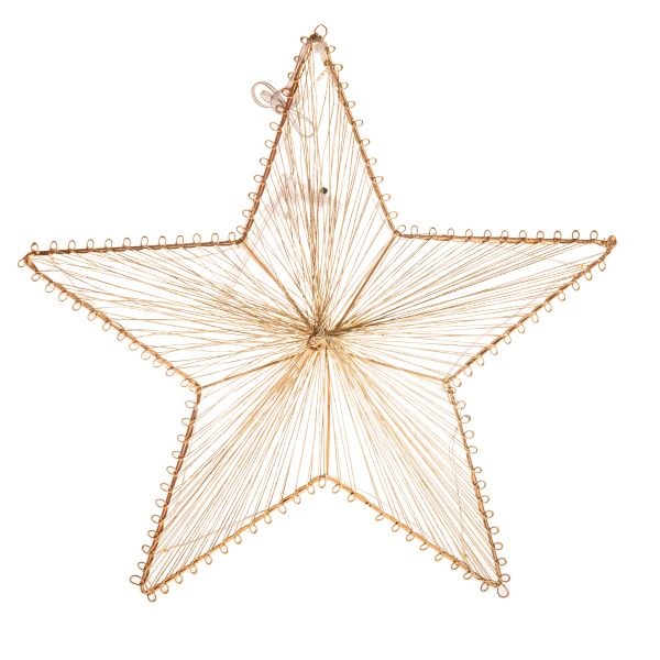 Hvězda 30cm světelná zlatá, kov/provázek - Domácnost a úklid Zima + Vánoce