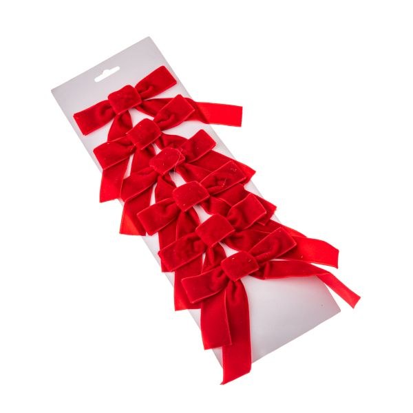 Sada mašlí 6ks červené, samet Sada mašlí 6ks červené, samet - Domácnost a úklid bytové dekorace, textilní doplňky